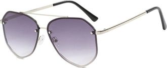 Generic Large Frame Metal Women Sunglasses Outdoor Commuter Party Sun Glasses(Silver)