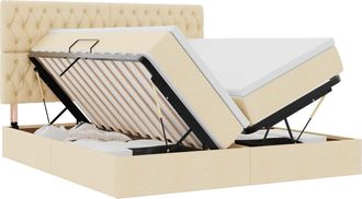 vidaXL Letto Con Contenitore Con Testiera Crema 180 X 200 Cm Tessuto Vidaxl