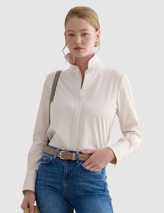 Hobbs London Andra Shirt in Neutral White at Nordstrom, Size 2Long