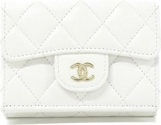 Chanel White Grained Calfskin Wallet (Tri-Fold) (Pre-Owned)