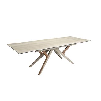 Angel Cerd&aacute; Sand Porcelain Marble Extendable Dining Table in Light Sand