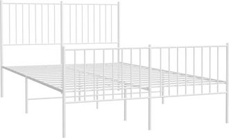 vidaXL Estructura Cama Sin Colch&oacute;n Con Estribo Metal Blanco 135x190 Cm Vidaxl