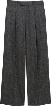 Carven Broek met plooien - Dames - Wijde Broeken - Grijs - M - Katoen - Broeken