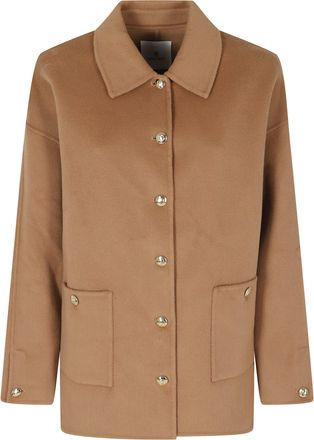 Anine Bing Luca Camel Virgin Wool Classic Collar Coat