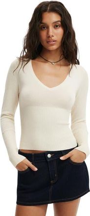 Cotton On Womens Close Knit V-Neck Top in Porcelain at Nordstrom, Size X-Small