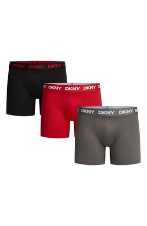 DKNY 3-Pack Soft Touch Boxer Briefs in Black/Red/Charcoal at Nordstrom, Size Xx-Large