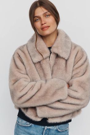 Maeve Rae Faux Fur Cropped Jacket