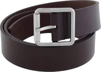 Ferragamo Mens Rectangular Buckle Leather Belt, Size 95