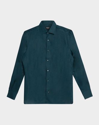 Ermenegildo Zegna Mens Oasi Lino Linen Button-Down Shirt