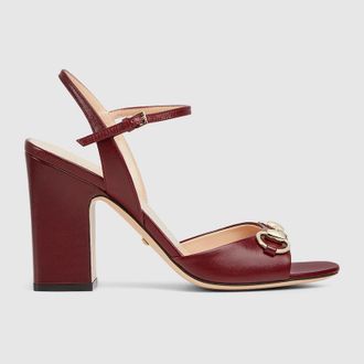 Gucci Womens Horsebit Sandal, Bordeaux, Leather