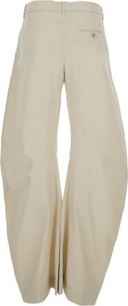 Acne Studios Womens Pants Patty Coated Beige Organic Cotton Trousers