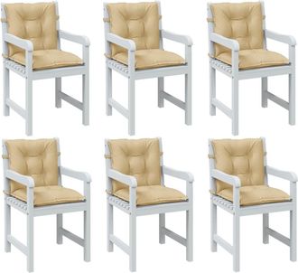 vidaXL Cojines Silla Respaldo Bajo 6 Ud Tela Beige Melange 100x50x7 Cm Vidaxl