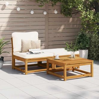 vidaXL Set De Muebles Para Jard&iacute;n 3 Piezas Con Cojines Madera Acacia Vidaxl