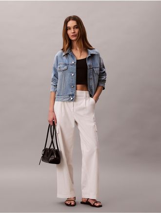 Calvin Klein Jeans Calvin Klein Womens Cotton Stretch Twill Cargo Pants - White - XS