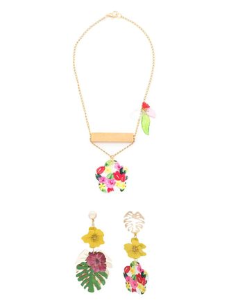 Amir Slama floral-appliqu&eacute; necklace earrings set - Multicolour