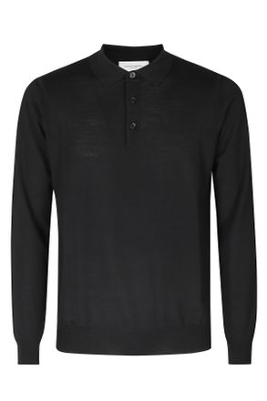 Paolo Pecora Black Extrafine Merino Wool Polo Shirt