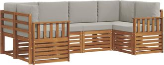 vidaXL Conjunto De Sof&aacute;s De Exterior 6 Uds. Gris Natural Y Claro Vidaxl