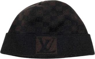 Louis Vuitton Pre-owned Accessories, male, Brown, Size: ONE SIZE Pre-owned Bonnet Petit Damier Wool Knit Cap