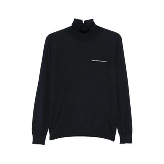 PESERICO Trui met hoge hals en kralenversiering - Dames - Truien - Blauw - Maat: L