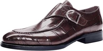 Generic Mens Business Leather Shoes Classic Patent Lace-ups Oxfords Pointed Toe Leather Shoe Block Heel Non Slip Fashion Wide Footwear for Both Office and Lei