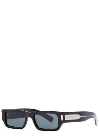 Saint Laurent Rectangle-frame Sunglasses - Black - One Size
