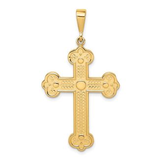 Diamond2Deal 14k Yellow Gold Budded Cross Pendant