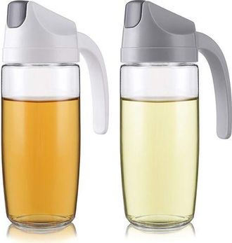 OEM Juego De 2 Botellas Dispensadoras Autom&aacute;ticas De Aceite De Oliva Con Sistema Basculante, 600 Ml, Recipiente De Vidrio A Prueba De Fugas Con Asa Antide