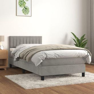 vidaXL Cama Box Spring Con Colch&oacute;n Terciopelo Gris Claro 80x200 Cm Vidaxl