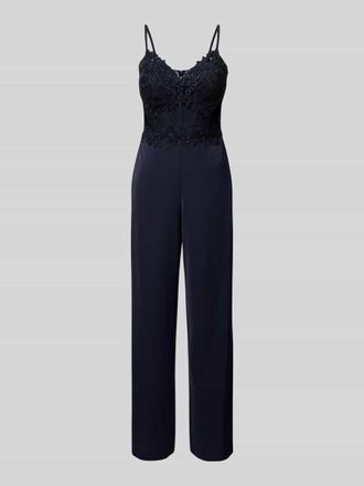 Vera Mont Jumpsuit mit Spitzenbesatz in Dunkelblau, Gr&ouml;&szlig;e 42