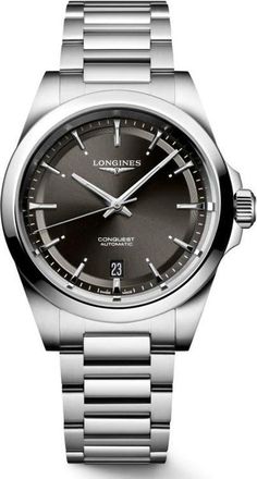 Longines Conquest Black Dial Automatic Bracelet Watch, 38mm at Nordstrom