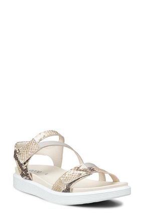 Ecco Soft Three Strap Sandal in Pure Cashmere Metallic at Nordstrom, Size 10-10.5Us