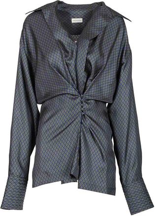 Dries Van Noten Printed Silk Twill Shirt With Wrap Detail