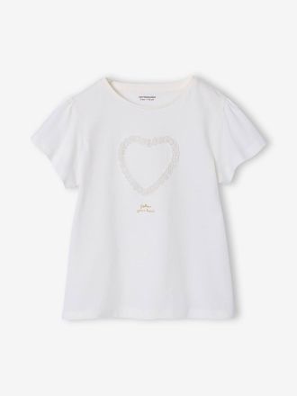 Vertbaudet M&auml;dchen T-Shirt mit Herz-Applikation wei&szlig;