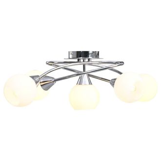 Berkfield Home Ceiling Lamp with Ceramic Shades for 5 E14 Bulbs White Bowl