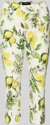 Marc Cain Slim Fit Jeans mit floralem Allover-Print in Weiss, Gr&ouml;&szlig;e 38