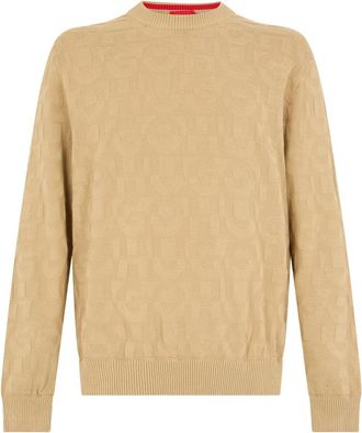 HUGO BOSS Crew Neck Sweatshirt - Heren - Ronde hals truien - Beige - S - Katoen - Truien & Vesten