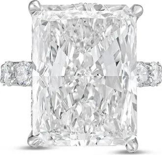 Diana M. Jewels Platinum 10ct lab grown Radiant Diamond Ring with Pav&eacute; Round Band