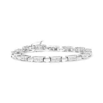 House of Brilliance 14K White Gold 2.0 Cttw Princess Cut Diamond Rectangular Link Bracelet at Nordstrom