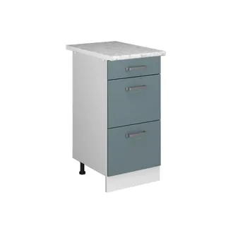 Vicco Mueble Bajo De Cocina R-line, Gris Azulado, 40 Cm Con Cajones Y Encimera