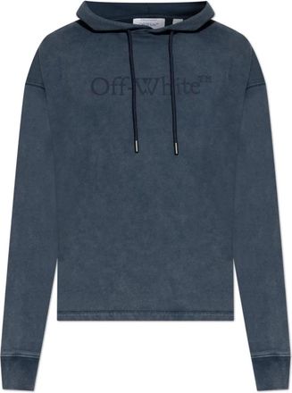 Off-white Sweatshirt met logo-opdruk - Heren - Hoodies - Blauw - S - Katoen - Hoodies & sweatvesten