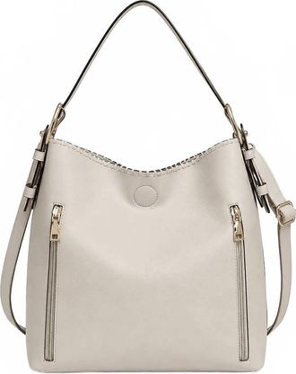 Jen & Co. Womens 2-In-1 Convertible Hobo Bag In Greige Pearl