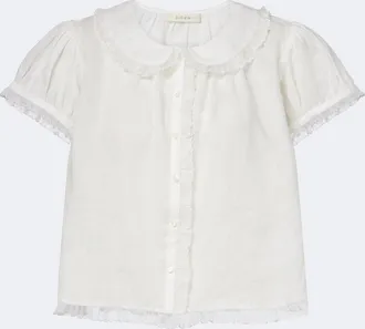 D&ocirc;en D&ocirc;en Karina scalloped ramie blouse