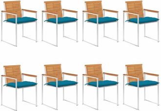 vidaXL Vidaxl - Sillas De Jard&iacute;n Y Cojines 8 Unidades Madera Maciza De Acacia