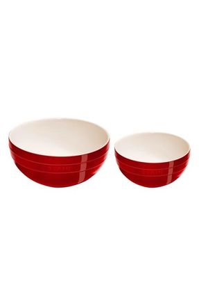 Staub 2-Piece Ceramic Nested Mixing Bowl Set in Cherry at Nordstrom