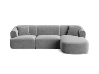 Cosmopolitan Design Sof&aacute; esquinero derecho modular 4 plazas de terciopelo gris