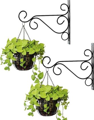 OEM 2 Soportes Para Cestas Colgantes De Exterior, Ganchos De Jard&iacute;n De Metal Negro, Ganchos De Valla De 30 Cm De Longitud Para Cestas Colgantes, Comederos