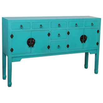 Wanderlust Deco Aparador de madera de 7 cajones y 2 puertas 128x26x78h cm