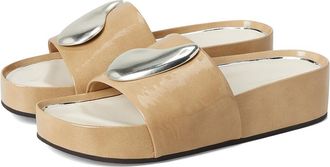 Tory Burch Patos Platform Slide Womens Wedge Shoes Chateau Gray/Silver : 10.5 M, Leather