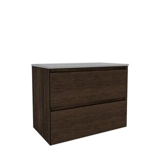 Saniclass Holz Atelier Badkamermeubelset - 80x45x60cm - keramische wastafel wit - 1 wasbak - zonder kraangaten - 2 lades - Charcoal