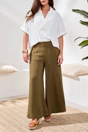 Tribal Wide Leg Flowy Pant In Rain Forest